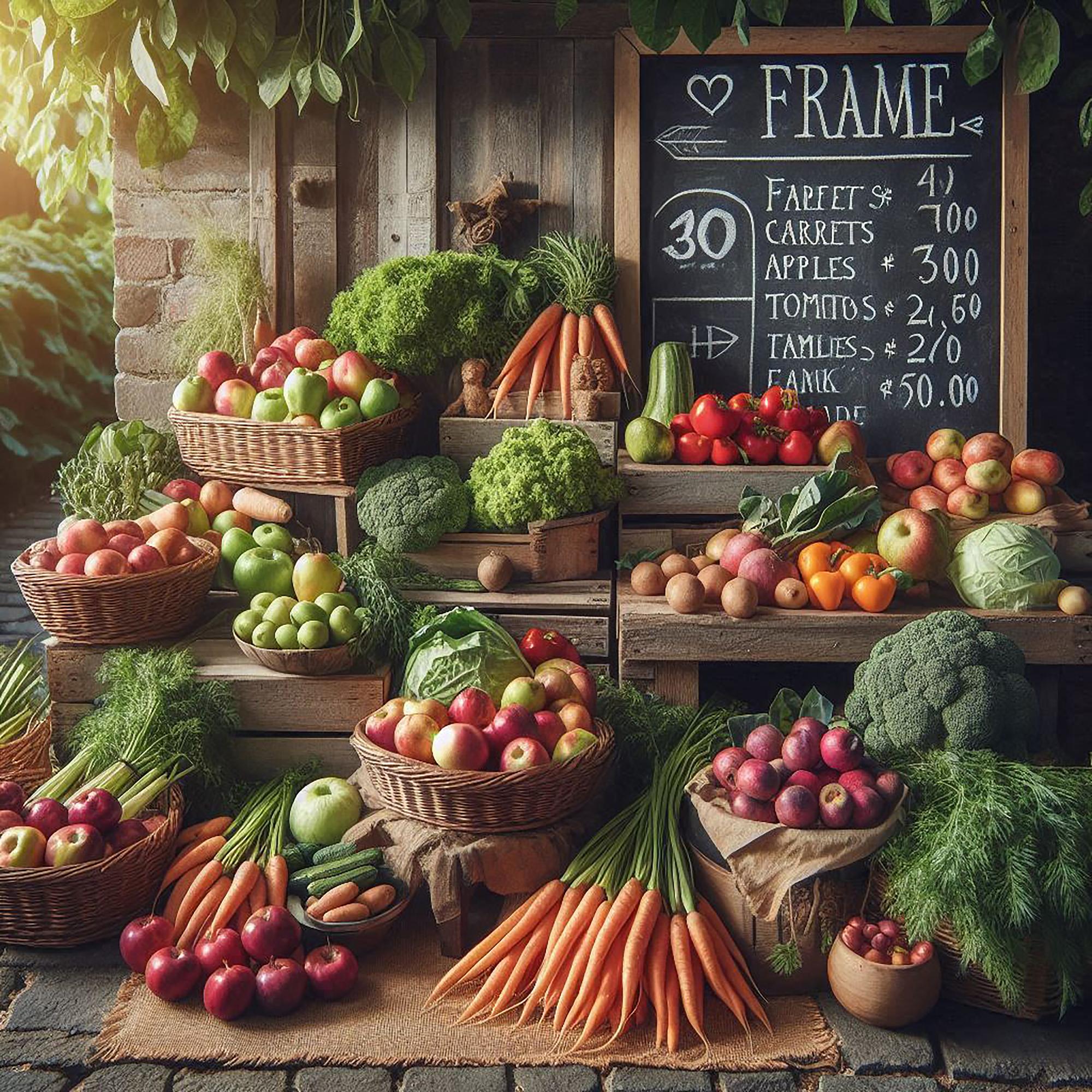 Marktstand mit regionalen Zutaten